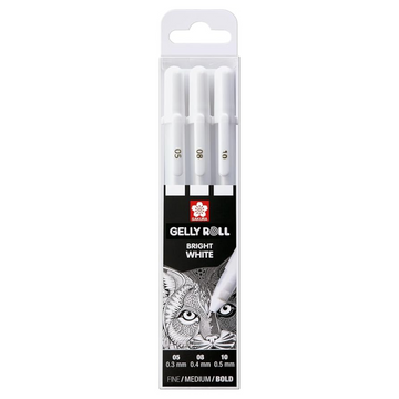 SAKURA White Gelly Roll Pen Set of 3