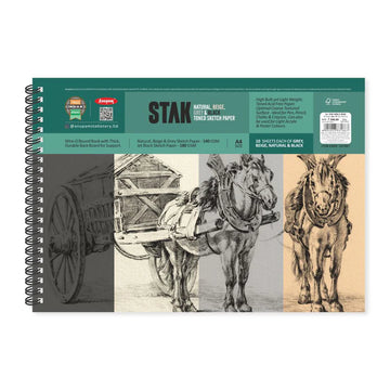 Anupam Stack 4 Colors Toned Sketch Paper Size A4 Wire-o Book - 40 sheet