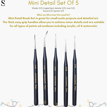 Stationerie Angled Ultramini Detailer Brush Set Of 5