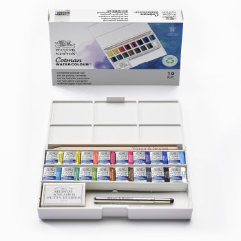 Winsor & Newton Cotman Water Colour Deluxe Sketchers’ Pocket Box – 16 Half Pans