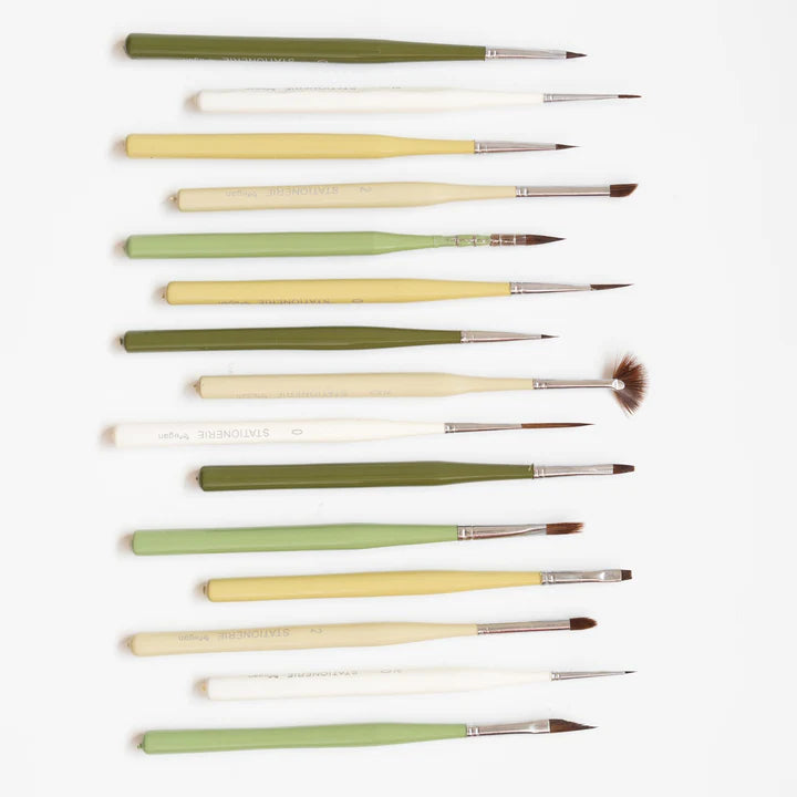 Stationerie Ultraminiliners Set Of 15 Kolinsky Synthetic Forest Edition