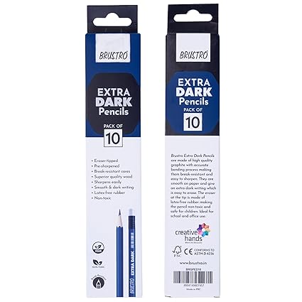 BRUSTRO Extra Dark Pencils | Black, Pack of 10