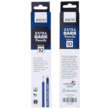 BRUSTRO Extra Dark Pencils | Black, Pack of 10