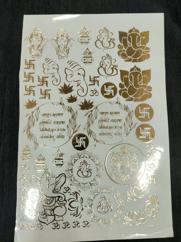 A5 Ganesha mix mantra sheet embossed sticker