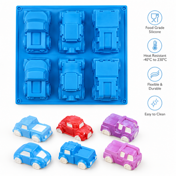 SM1437 6 Cavity Assorted Trucks & Construction Vehicles Mould for DIY Concrete Art, Resin Crafts, Soap Making & Cake Making Silicone Mould