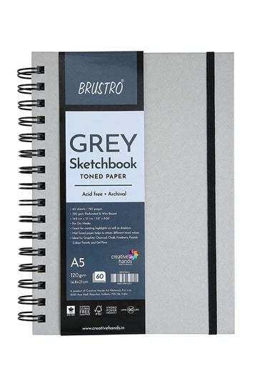 BRUSTRO Toned Paper - Grey Sketchbook 120 GSM