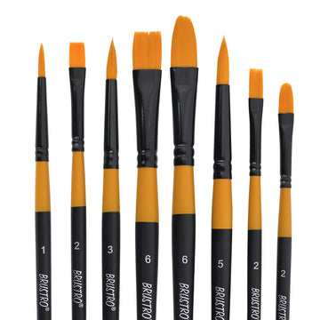 BRUSTRO Gold Taklon Artist Brush | Set of 8