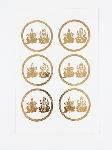 A5 laxmi ganesha embossed sticker sheet