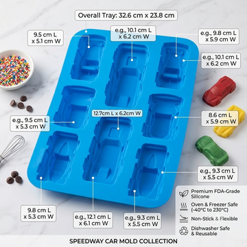 J156315 8 Multi Cavity Assorted Sports Cars & Race Cars Mould for DIY Concrete Art, Resin Crafts, Soap Making & Cake Making Silicone Mould