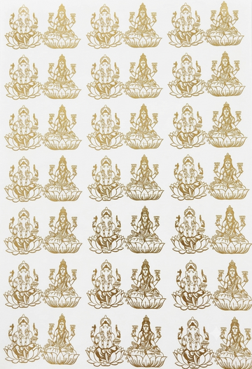 LAXMI GANESHA METAL STICKER SHEET A4 SIZE