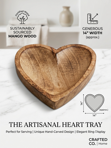 LARGE HEART WOODEN BOWL