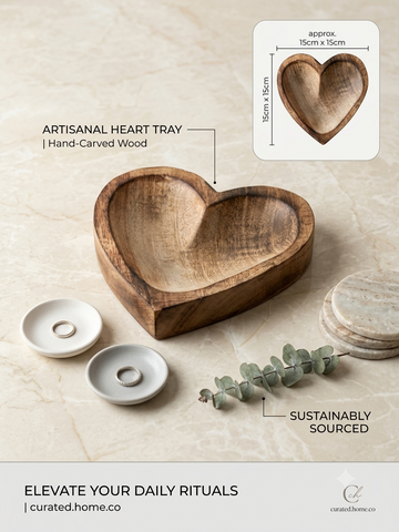 SMALL HEART WOODEN BOWL FOR CANDLE MAKING