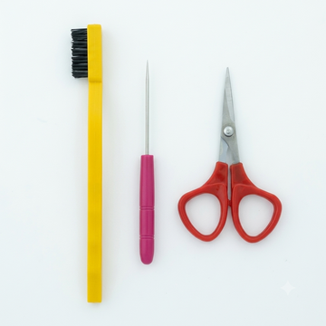 3-Piece Pipe Cleaner Crafting Tool Kit – Includes Wire Fluffing Brush, Precision Awl, and Craft Scissors for Shaping, Blending, and Cutting Chenille Stems