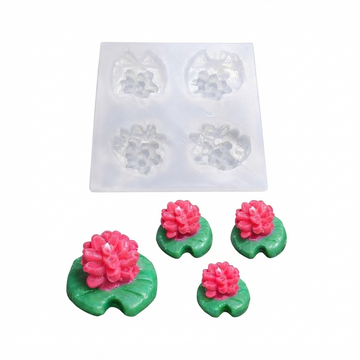 4 CAVITY LOTUS WITH LEAF SILICON MOLD AND POND MINIATURE MOLD