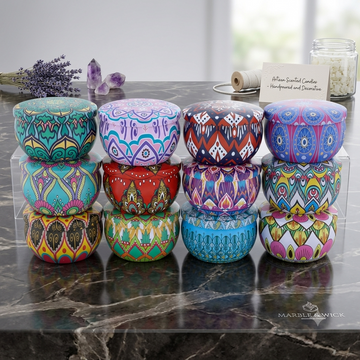 MANDALA CANDLE TIN JAR SET OF 12 PC