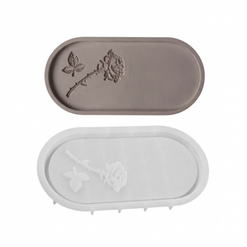 Carved Large Rose Oval Serving Tray Silicon Moulds SM1327