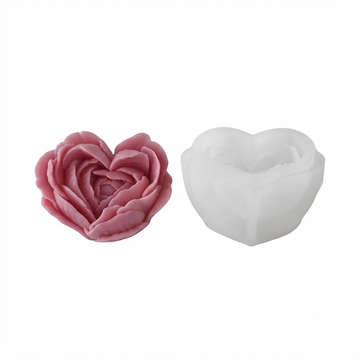 Big 3D Flower Heart Candle Handmade Mould HM0051