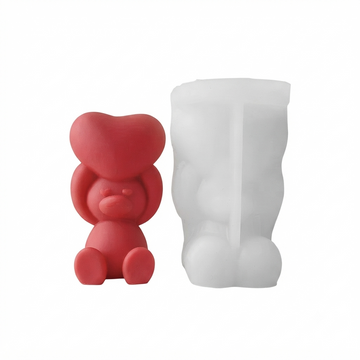 3D Teddy With Holding Heart Handmade Mould HM0110