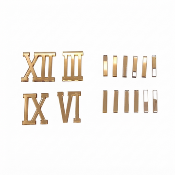 Acrylic Golden Cutting Number, Digits, Roman Number for Clock, Watch for Resin Art (3,6,9 and 12 with 8 Single Sticks) (1.5
