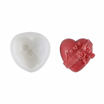 3D Floral Bow Heart Soap & Candle Handmade Mould HM0021
