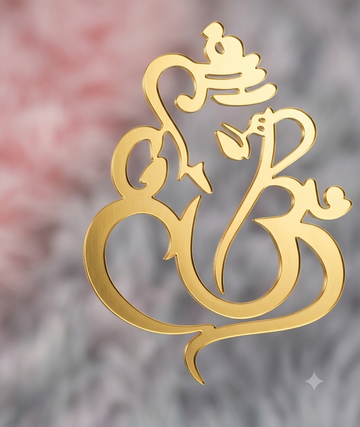 GANPATI GOLDEN ACRYLIC CUT OUT PACK OF 2 PC