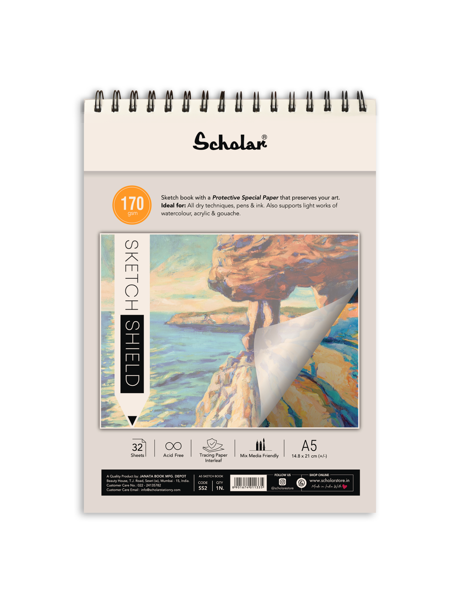 SCHOLAR Sketch Shield 32 Sheets - 170 Gsm