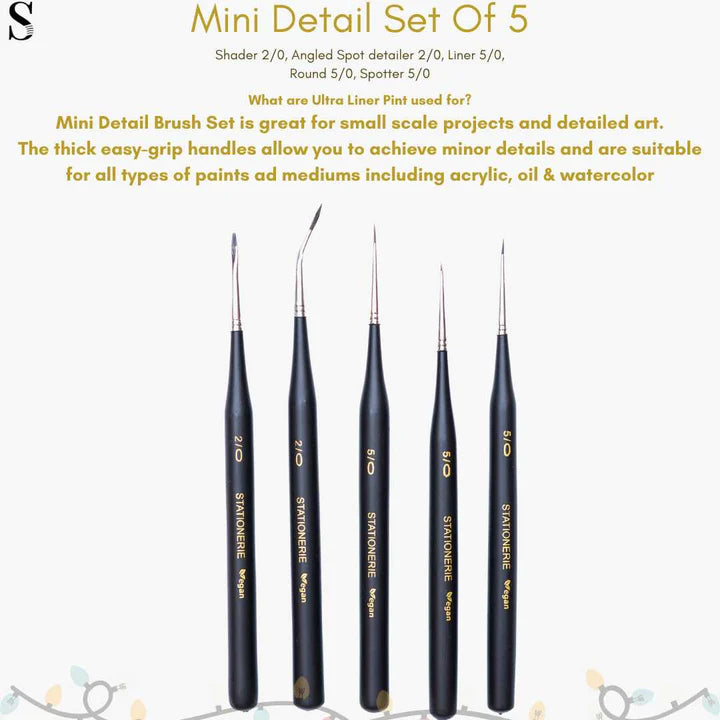 Stationerie Angled Ultramini Detailer Brush Set Of 5